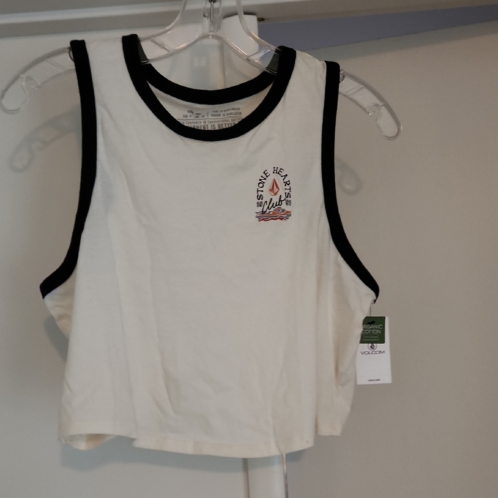 Volcom fun fever- Bone Tank Top with Black Trim